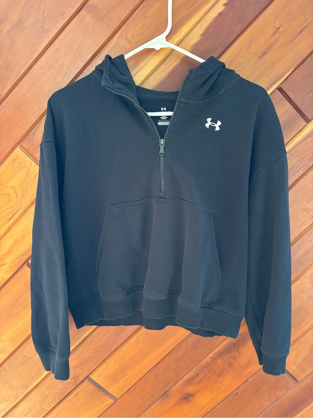 Under Armour Black Quarter-Zip Icon Fleece Hoodie with Logo